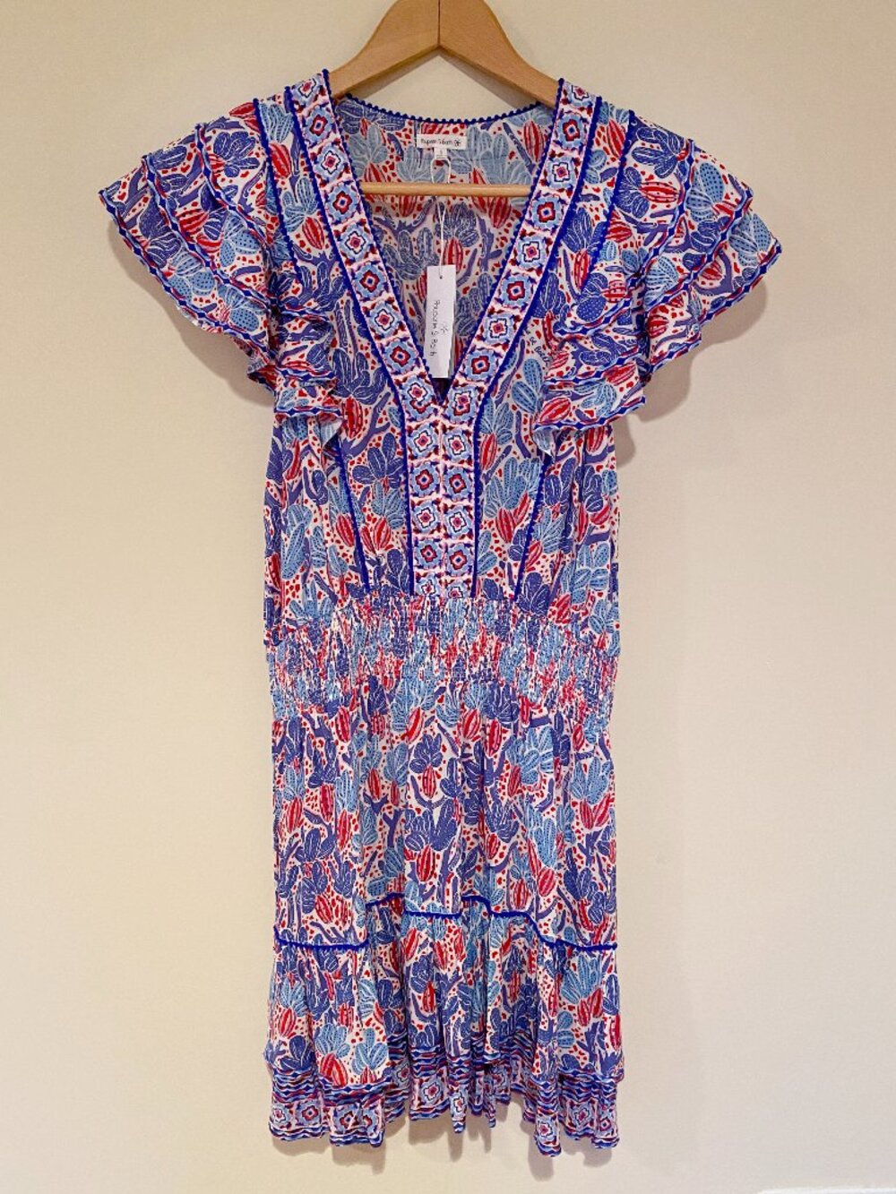 Poupette St Barth Camila Mini Dress SIZE S NWT Royal Kaktus Print